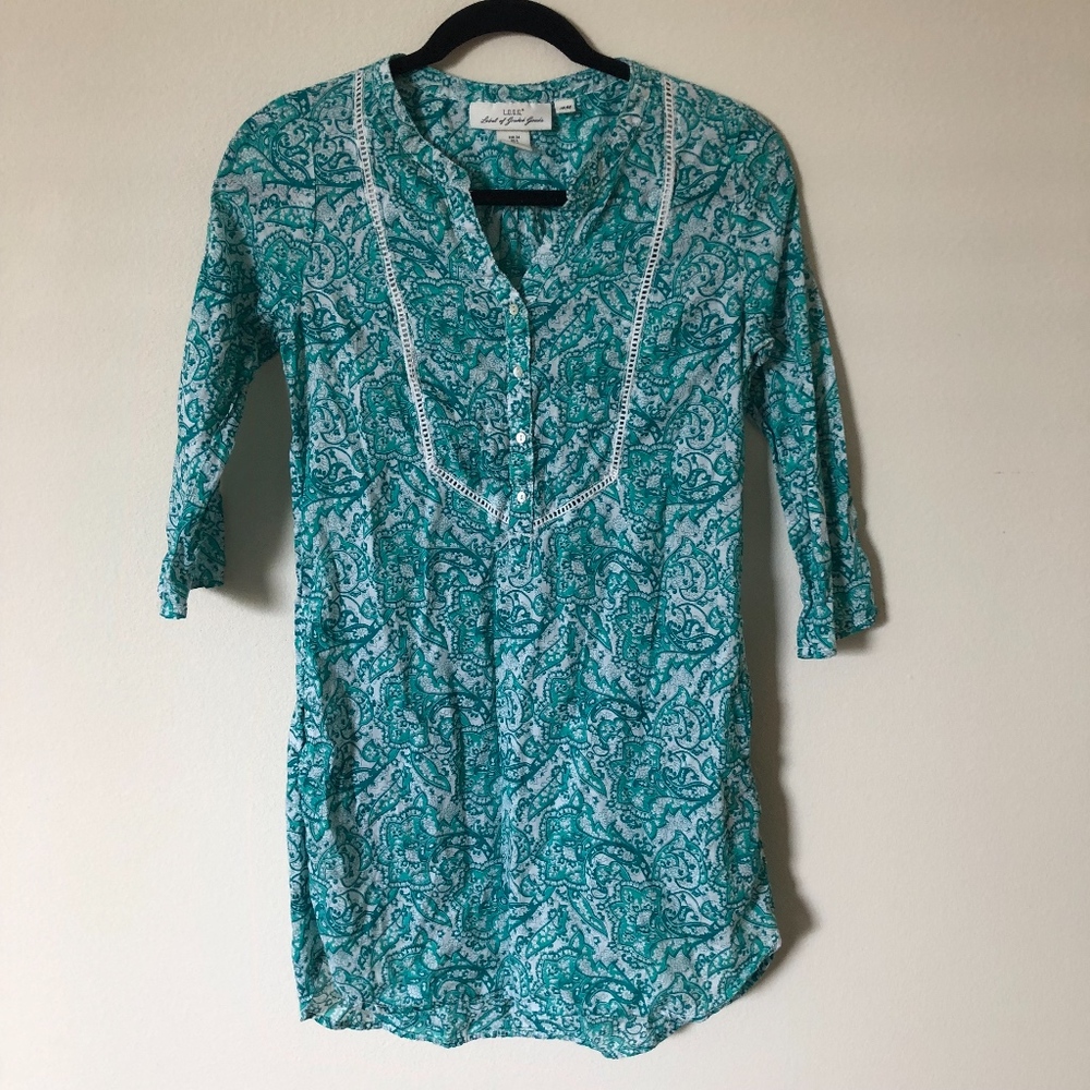 green patterned tunic